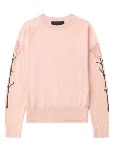  Simone Rocha Pull à Fleurs - Rose 