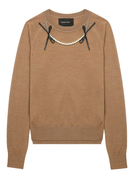  Simone Rocha Pull à Manches Raglan - Marron 