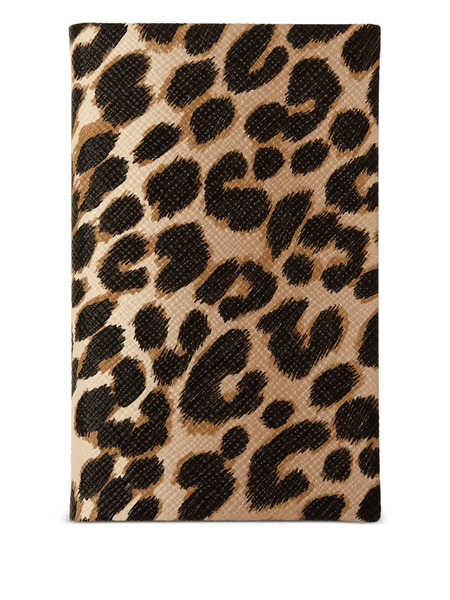  Smythson Carnet Panama à Imprimé Léopard (14 Cm X 9 Cm) - Tons Neutres 