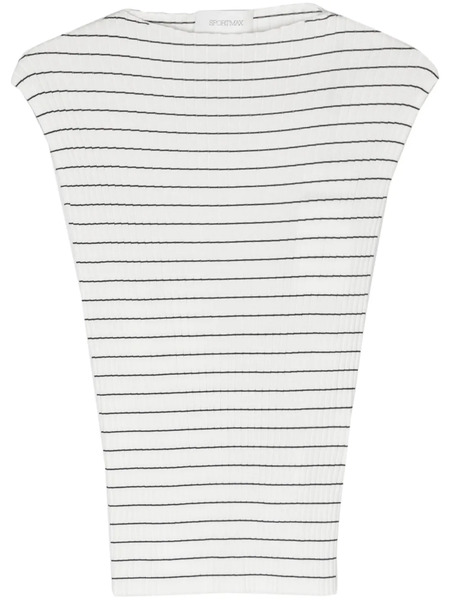 Sportmax Haut En Maille Nervurée à Rayures - Blanc 