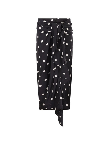  Sportmax Jupe à Pois Avec Nœud - Noir 