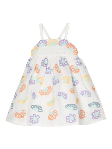  Stella Mccartney Kids Robe à Fleurs Brodées - Blanc 