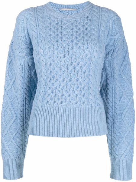  Stella Mccartney Pull Crop En Maille Aran - Bleu 