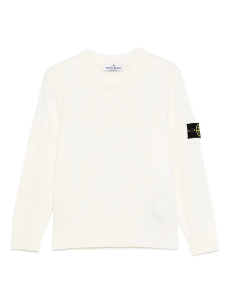  Stone Island Junior Pull à Patch Logo - Blanc 
