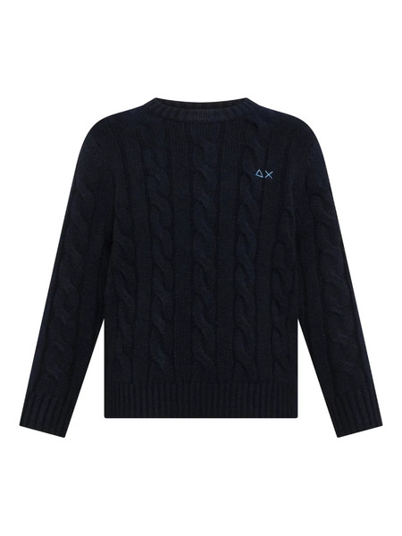  Sun68 Kids Pull En Maille Torsadée - Bleu 