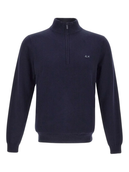  Sun68 Pull à Col Zippé - Bleu 