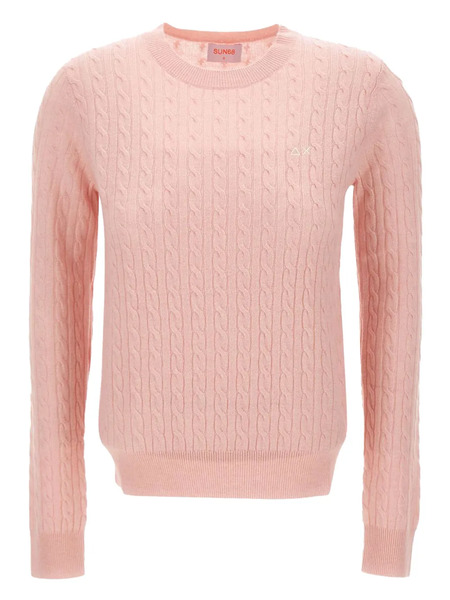  Sun68 Pull En Maille Torsadée - Rose 