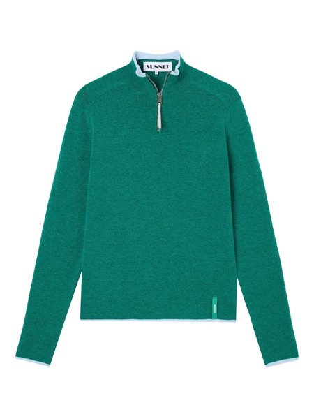  Sunnei Pull à Col Zippé - Vert 