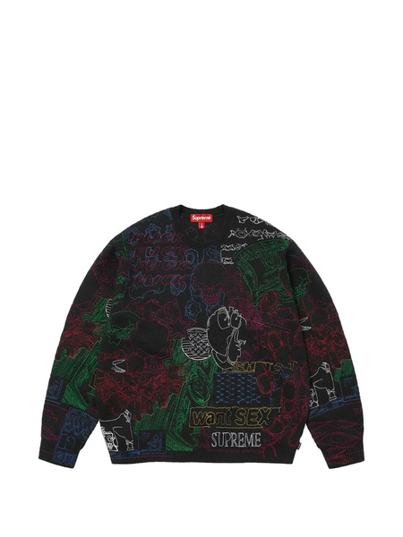  Supreme Pull En Maille Jacquard - Noir 