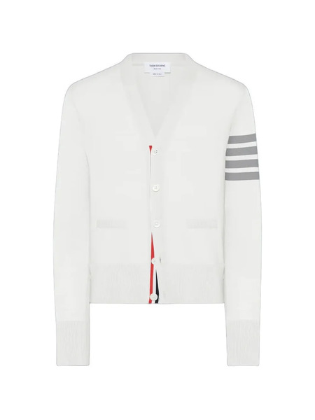 Thom Browne Cardigan à Détails Rayés - Blanc 