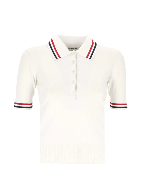  Thom Browne Polo à Rayures - Blanc 