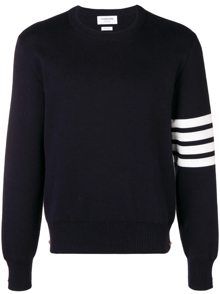  Thom Browne Pull à Détails Rayés - Bleu 
