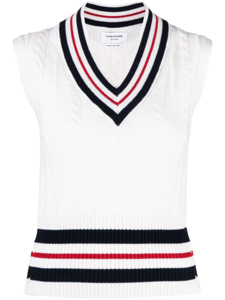  Thom Browne Pull En Cachemire à Rayures Rwb - Blanc 