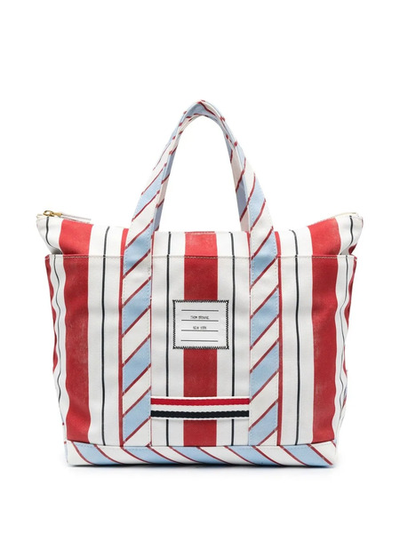  Thom Browne Sac Cabas à Rayures Signature - Rouge 