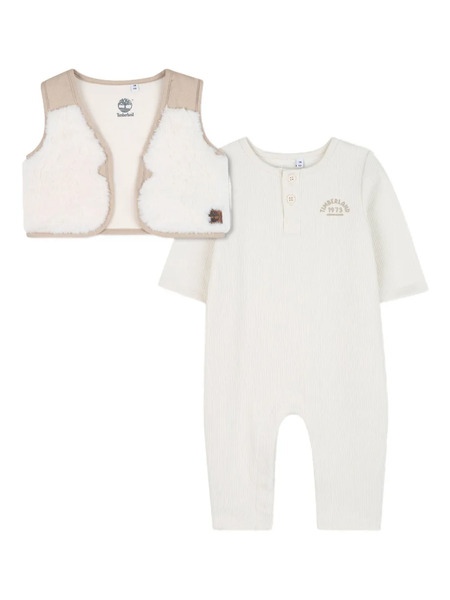  Timberland Kids Ensemble Grenouillère Côtelée Et Veston - Tons Neutres 