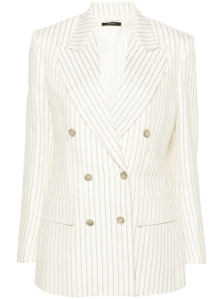  Tom Ford Blazer Rayé à Boutonnière Croisée - Tons Neutres 