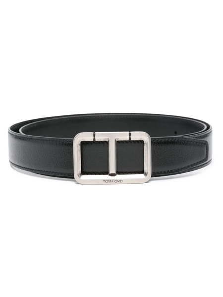  Tom Ford Ceinture En Cuir à Boucle Logo - Noir 