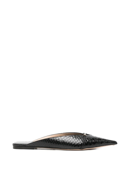  Tom Ford Mules Pointues Effet Peau De Python - Noir 