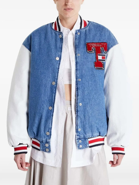  Tommy Hilfiger Veste Teddy Letterman à Patch Logo - Bleu 