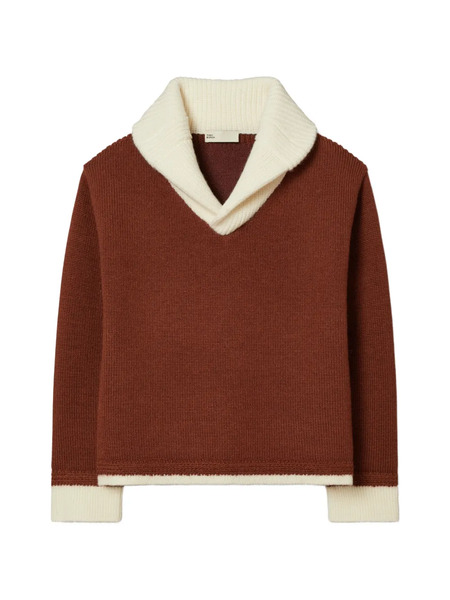  Tory Burch Pull Colour Block à Col V - Marron 