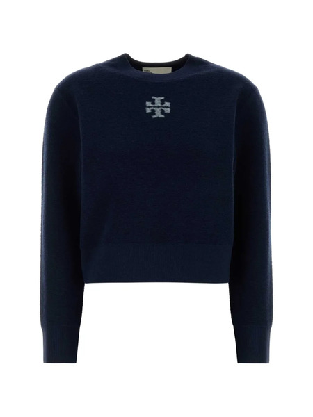  Tory Burch Pull En Maille à Logo - Bleu 