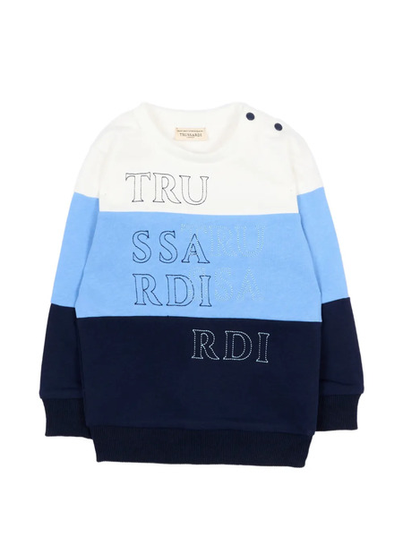  Trussardi Junior Pull à Broderies Et Rayures - Bleu 