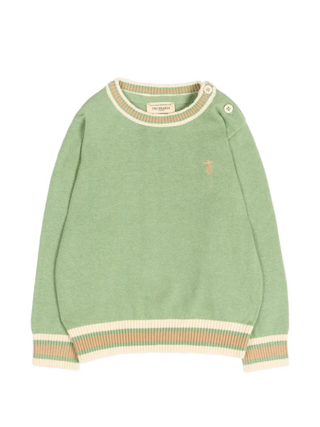  Trussardi Junior Pull à Logo Brodé - Vert 