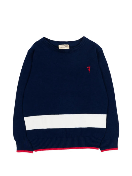  Trussardi Junior Pull à Rayures Et Broderies - Bleu 