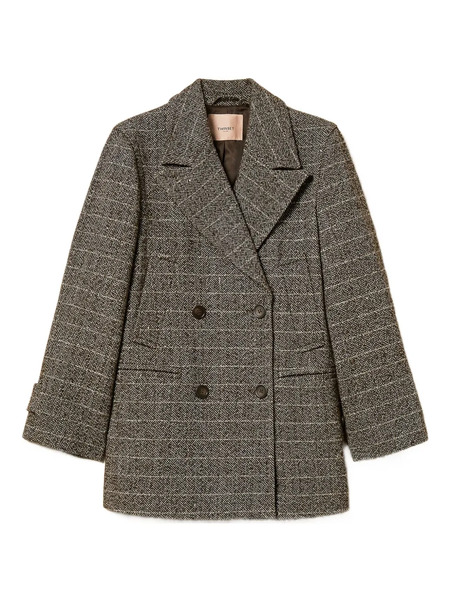  Twinset Manteau Croisé à Motif De Chevrons - Marron 
