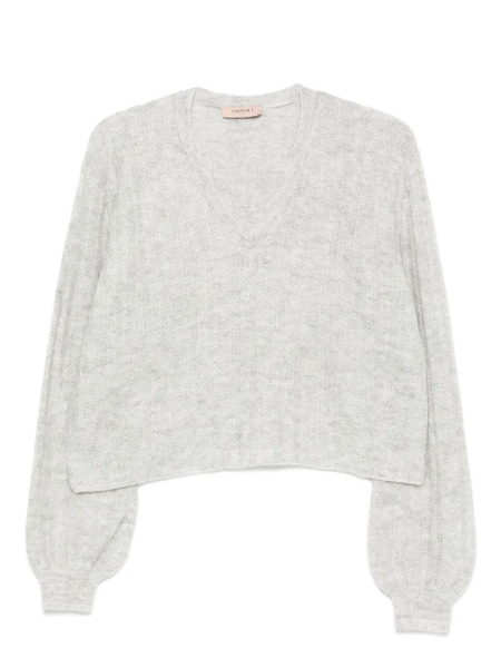  Twinset Pull à Col V - Gris 
