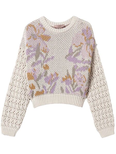  Twinset Pull à Fleurs En Jacquard - Blanc 