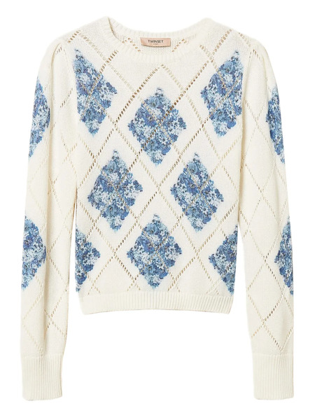  Twinset Pull à Motif De Losanges - Blanc 