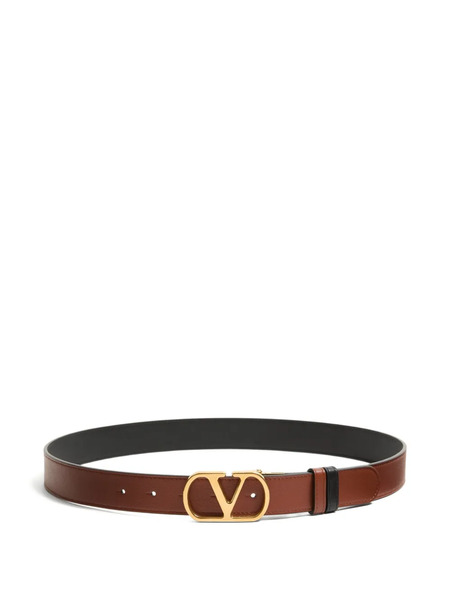  Valentino Garavani Ceinture Réversible Vlogo Signature Ceinture En Cuir Veau Brillant 30 Mm - Marron 