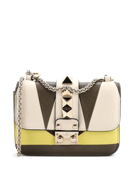  Valentino Garavani Pre-owned Glam Lock Geometric Color Block Leather Mini Shoulder Bag - Multicolore 