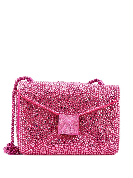  Valentino Garavani Pre-owned Petit Sac Portã© ã©paule One Stud Chain Flap En Daim ã Ornements En Cristal - Rose 