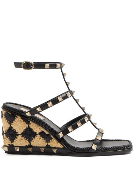  Valentino Garavani Sandales Compensées Rockstud 80 Mm - Noir 