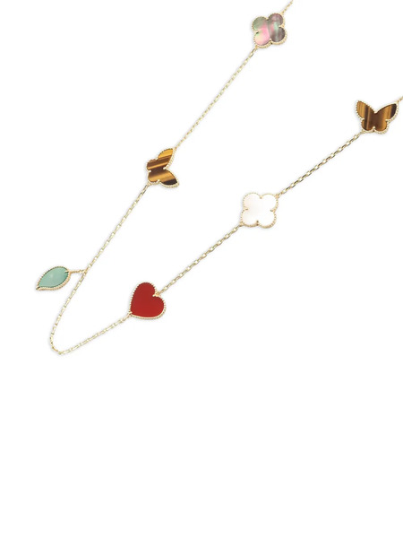  Van Cleef & Arpels Pre-owned Collier Chaîne à Motifs Lucky Alhambra à Pierres Multiples (années 2010) - Or 