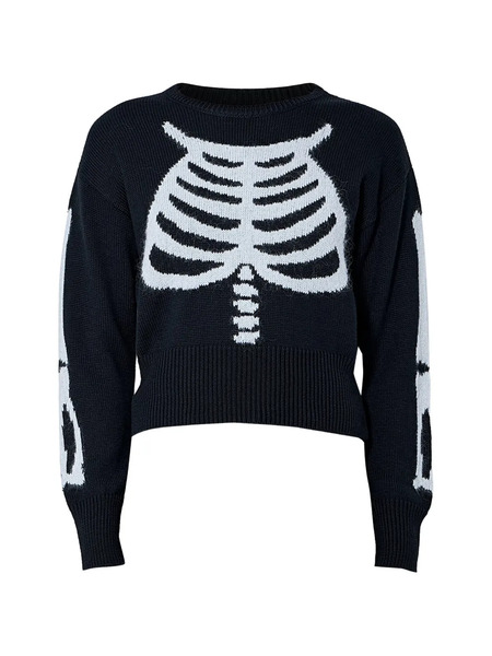  Vaquera Skeleton-motif Ribbed-knit Sweater - Noir 