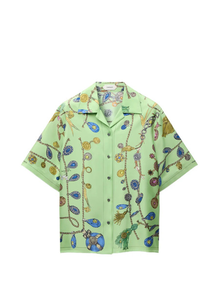  Versace Chemise En Sergé De Soie Imprimé - Vert 