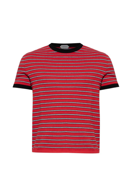  Versace Jacquard Greca-pattern Striped T-shirt - Rouge 