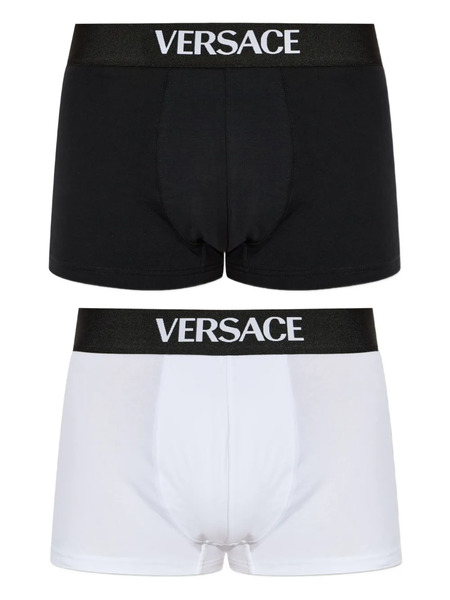  Versace Lot De Deux Slips à Bande Logo - Noir 