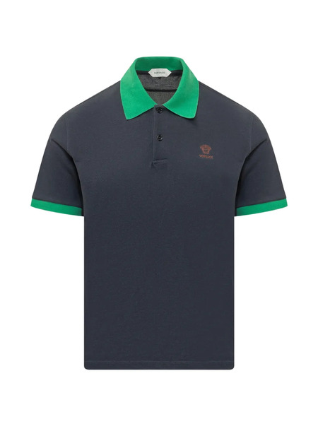  Versace Polo En Piqué à Logo - Gris 