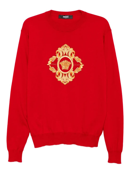  Versace Pull à Logo Brodé - Rouge 