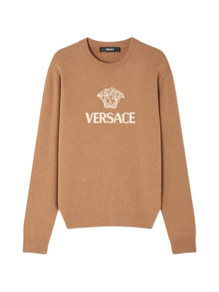  Versace Pull à Logo Strassé - Tons Neutres 