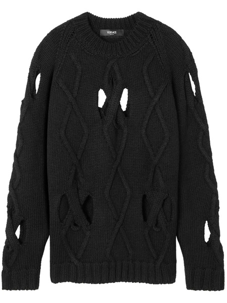  Versace Pull En Maille Ajourée - Noir 