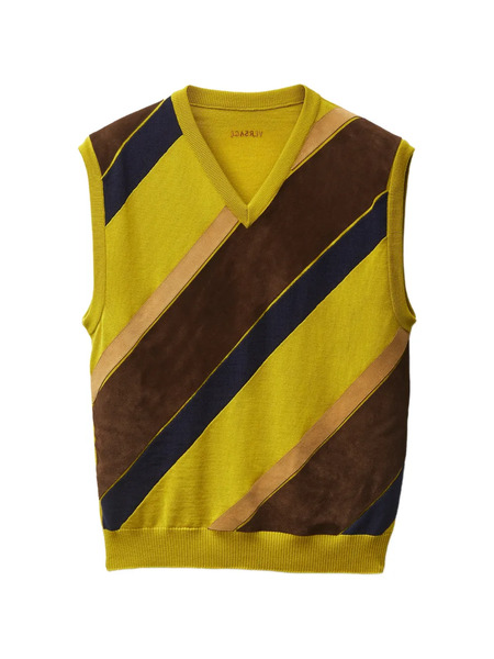  Versace Pull Rayé à Col V - Vert 