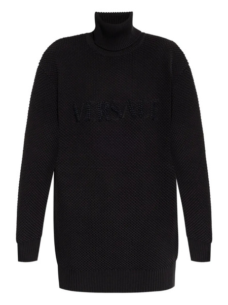  Versace Pull Texturé à Col Montant - Noir 