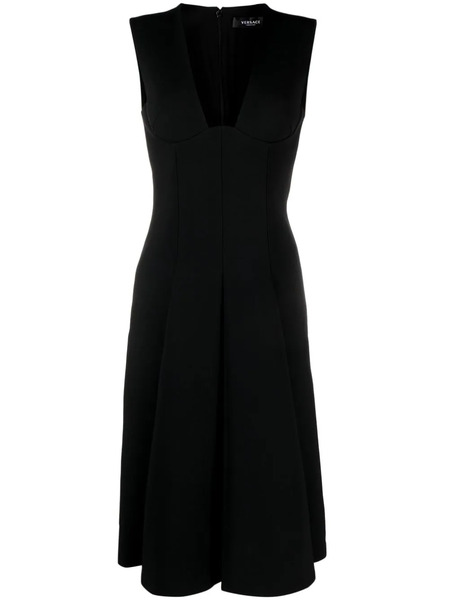  Versace Robe Mi-longue à Design Sans Manches - Noir 