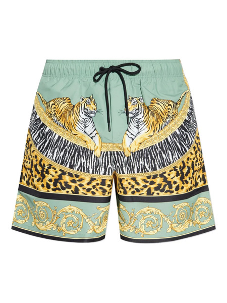  Versace Short De Bain à Imprimé Tigré - Vert 