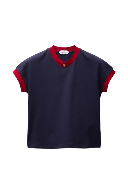  Versace T-shirt En Coton Stretch à Coupe Slim - Bleu 